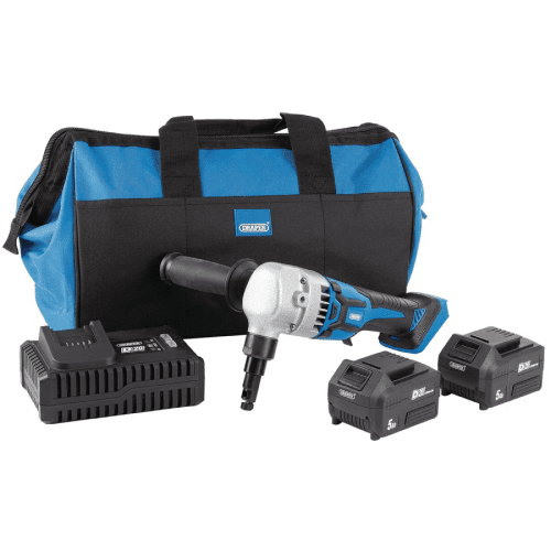 Draper D20 20V Brushless Nibbler, 2 X 5.0Ah Batteries, 1 X Fast Charger, 1 X Bag - PTKD20K4 5.15 kg