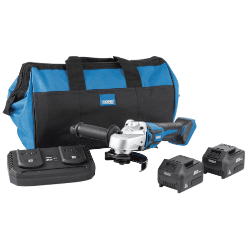 Draper D20 20V Brushless Grinder, 115mm, 2 X 3.0Ah Batteries, 1 X Twin Charger, 1 X Bag - PTKD20K7 5.042 kg